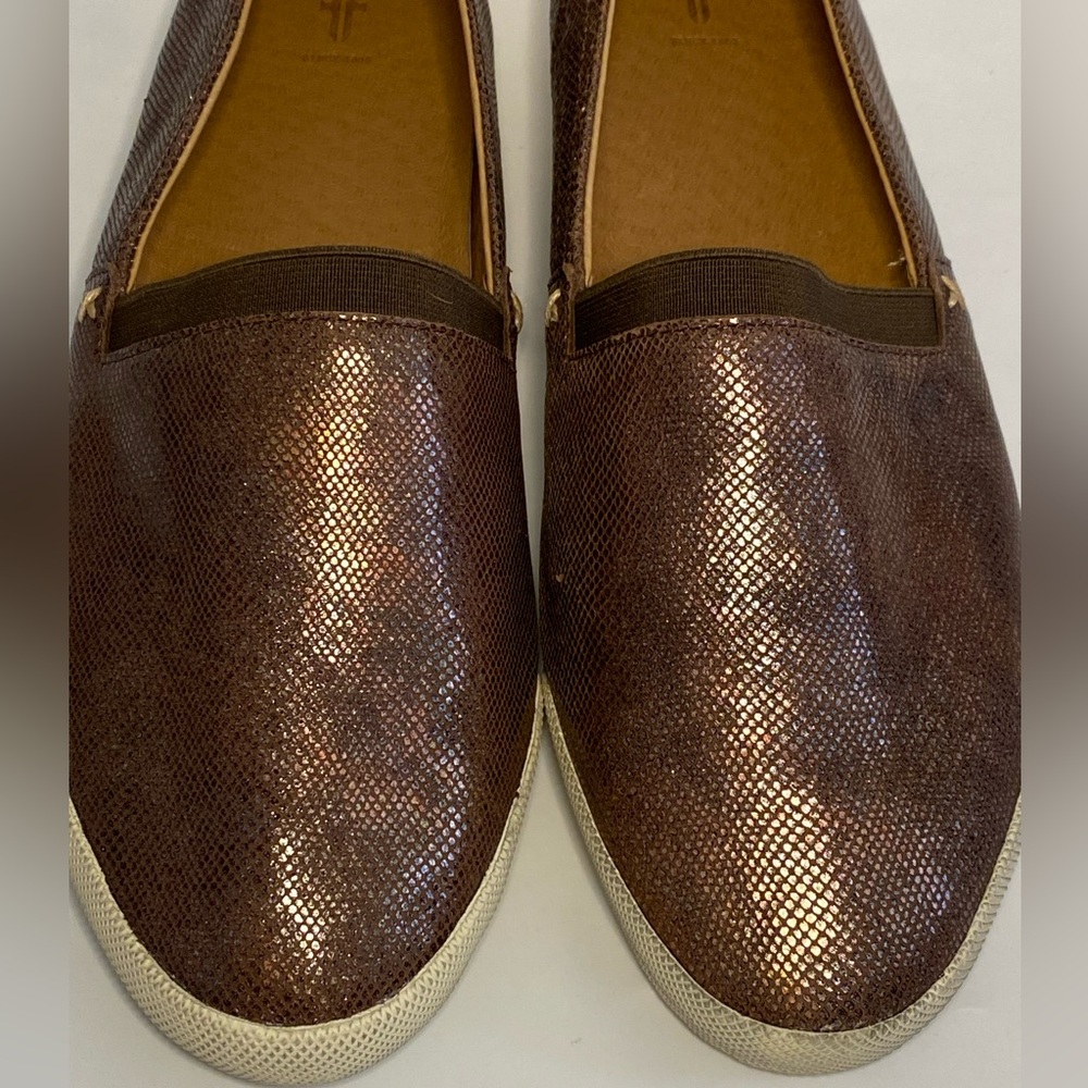 Frye Melanie Multi-Metallic Lizard Foil-Embossed Leather Slip-On Sneaker - Picture 2 of 13